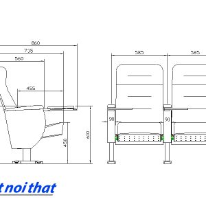 Chi tiết kỹ thuật Ghế hội trường nhập khẩu HJ-8203