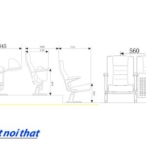 Chi tiết kỹ thuật Ghế hội trường nhập khẩu HJ-88A