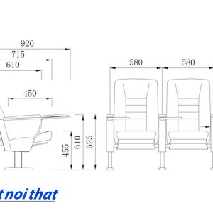 Chi tiết kỹ thuật Ghế hội trường nhập khẩu HJ-9103