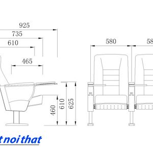 Chi tiết kỹ thuật Ghế hội trường nhập khẩu HJ-9104