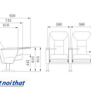 Chi tiết kỹ thuật Ghế hội trường nhập khẩu HJ-9105