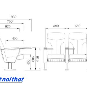 Chi tiết kỹ thuật Ghế hội trường nhập khẩu HJ-9106