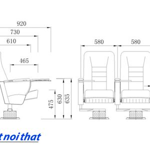 Chi tiết kỹ thuật Ghế hội trường nhập khẩu HJ-9107