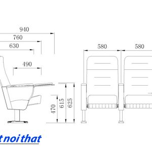 Chi tiết kỹ thuật Ghế hội trường nhập khẩu HJ-9108