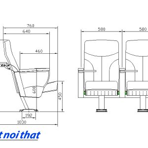 Chi tiết kỹ thuật Ghế hội trường nhập khẩu HJ-9126B