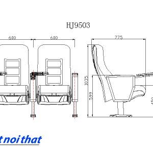 Chi tiết kỹ thuật Ghế hội trường nhập khẩu HJ-9503