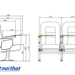 Chi tiết kỹ thuật Ghế hội trường nhập khẩu HJ-9606