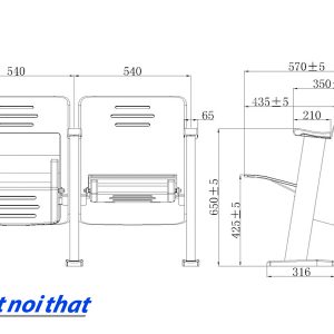 Chi tiết kỹ thuật Ghế hội trường nhập khẩu HJ-9702